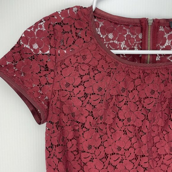 ARITZIA Belgravia Lace Bordeaux Burgundy Christmas Mini Dress sz XS - Picture 4 of 7